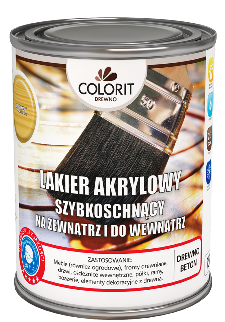 Lakier akrylowy szybkoschnący na zewnątrz i do wewnątrz